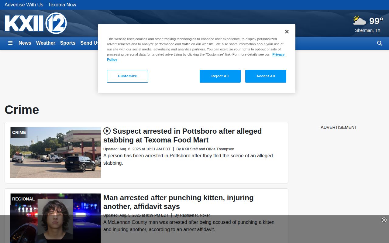 KXII Choctaw County crime news section and arrest record coverage